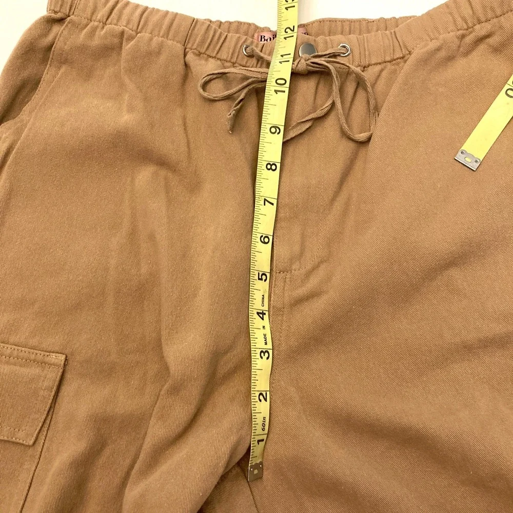 Bailey Rose Tan Cargo Pants Womens Small‎ Cotton Poly Pockets Drawstring